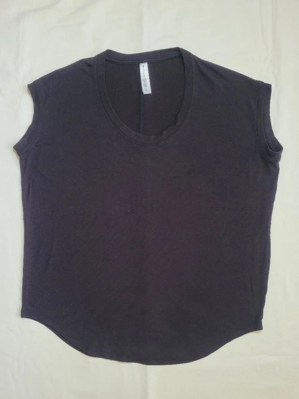 Athleta CYA Scoop Neck Cap Sleeve Tee Shirt Black Small Athletic Workout